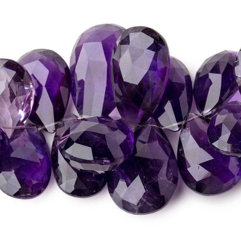 15x11-30x18mm Amethyst Faceted Pear Beads 6 inch 28 pieces AAA - Beadsofcambay.com