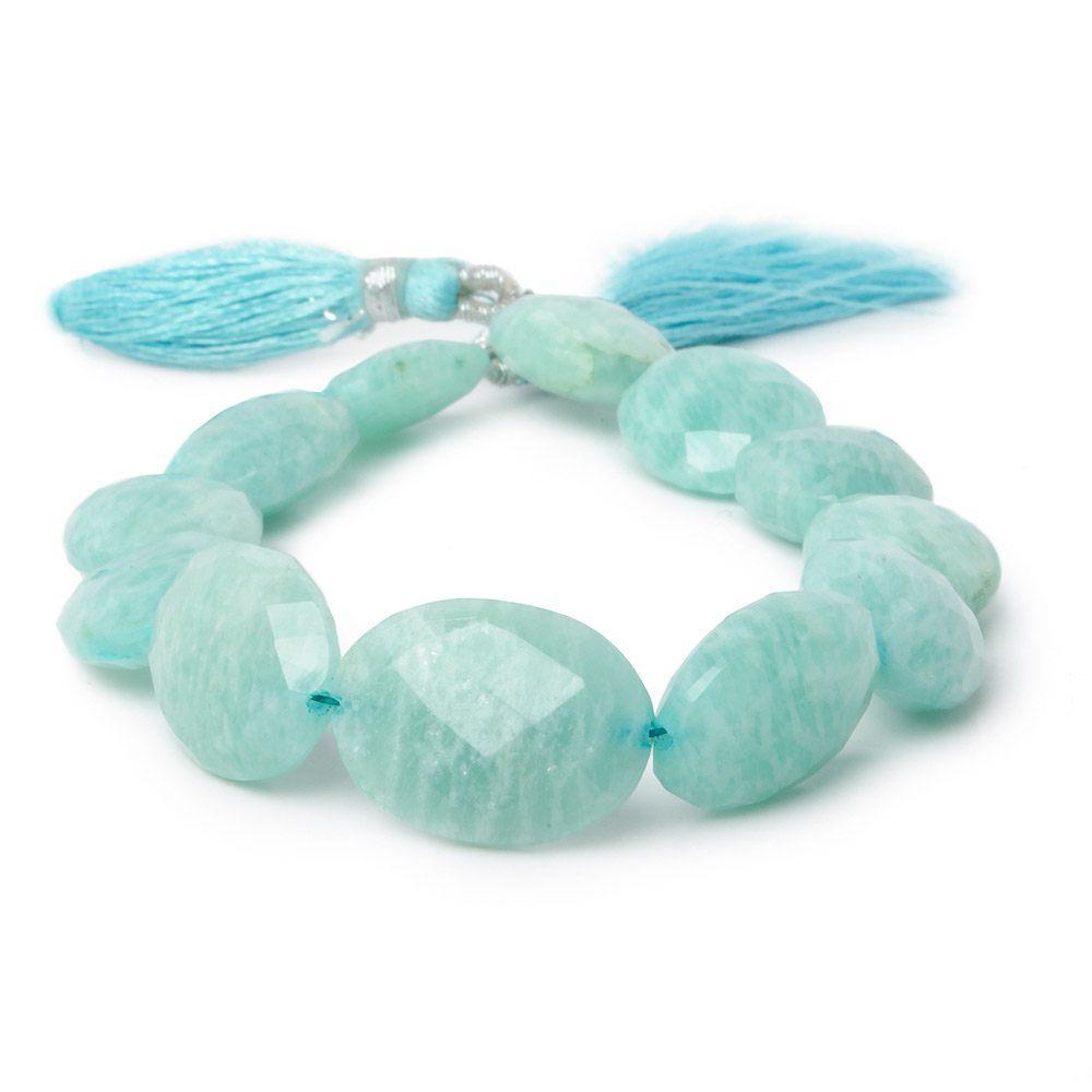 15x11mm - 17x12mm Amazonite Straight Drilled Faceted Oval Beads 8 inch 12 pieces - Beadsofcambay.com