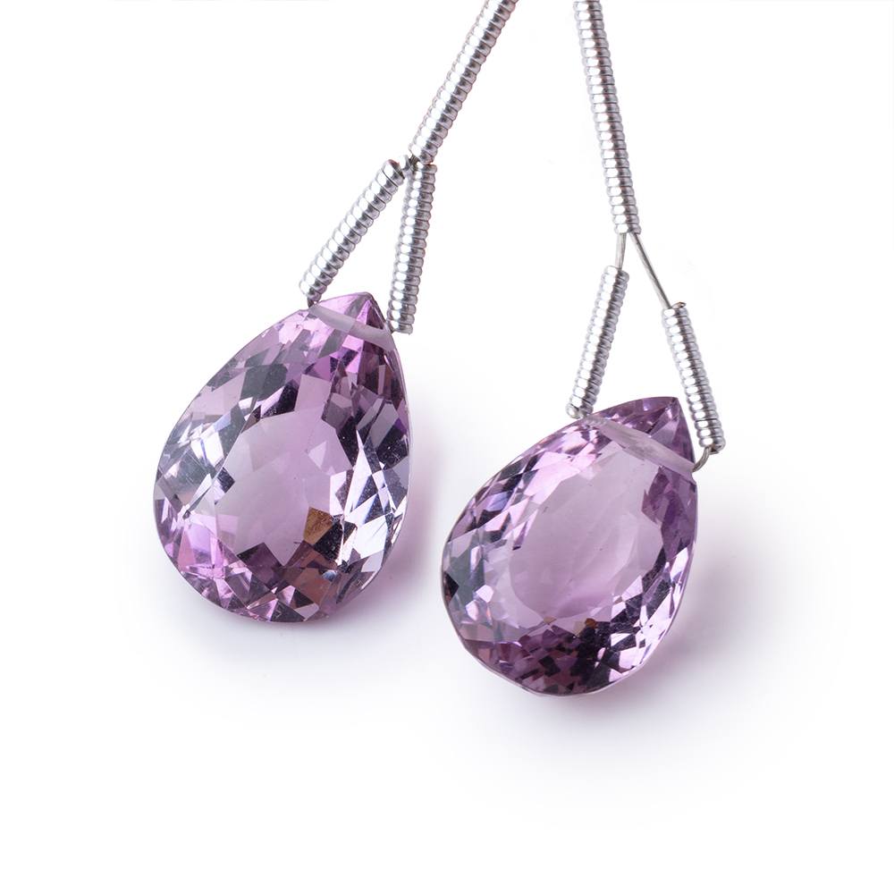 15x11mm Amethyst Pavilion Faceted Pear Focal Set of 2 Beads AAA - Beadsofcambay.com