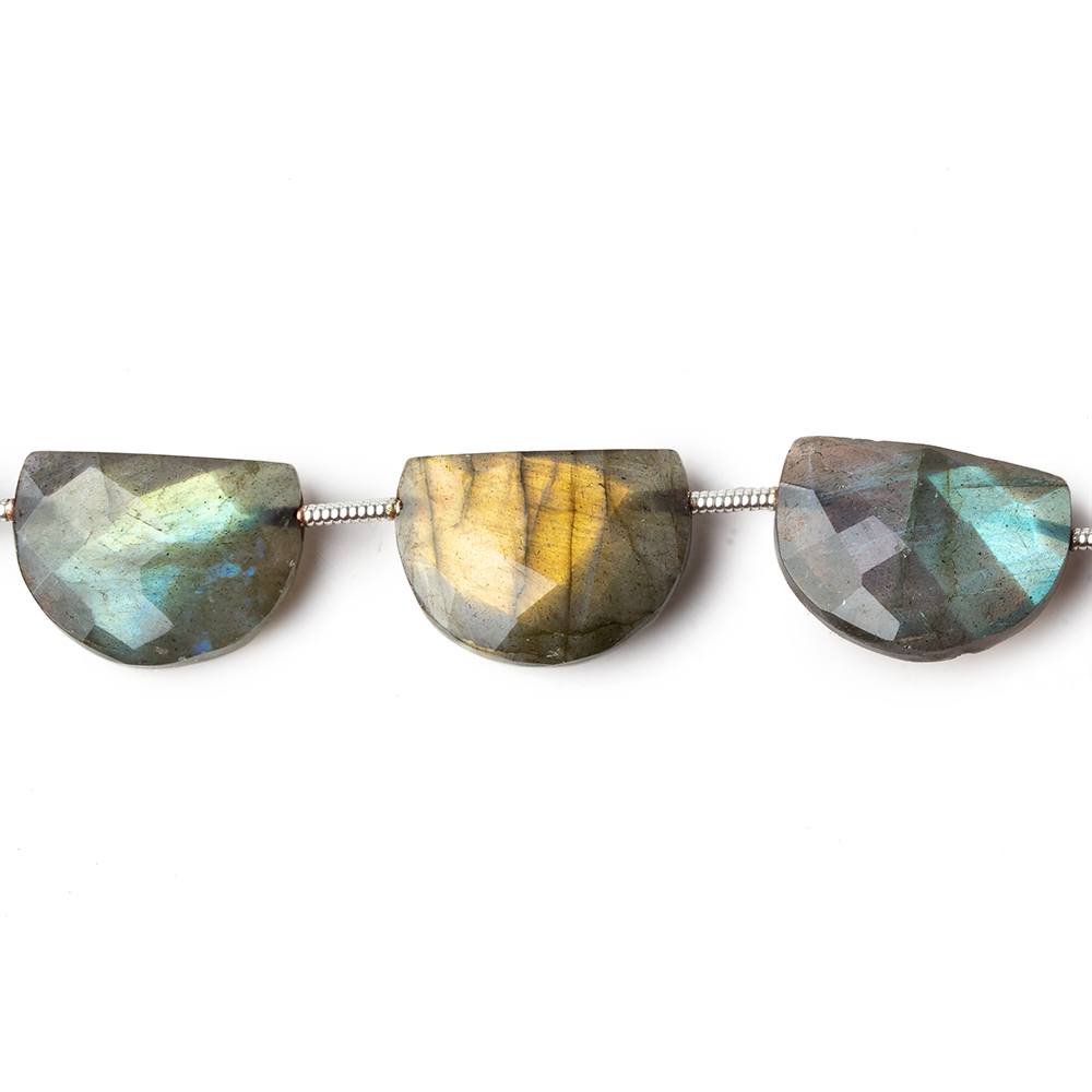 15x11mm Labradorite east west faceted half moon beads 8 inch 10 beads - Beadsofcambay.com