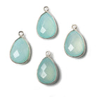 15x11mm Silver Bezel Aqua Chalcedony Pear Pendant 1 piece - Beadsofcambay.com
