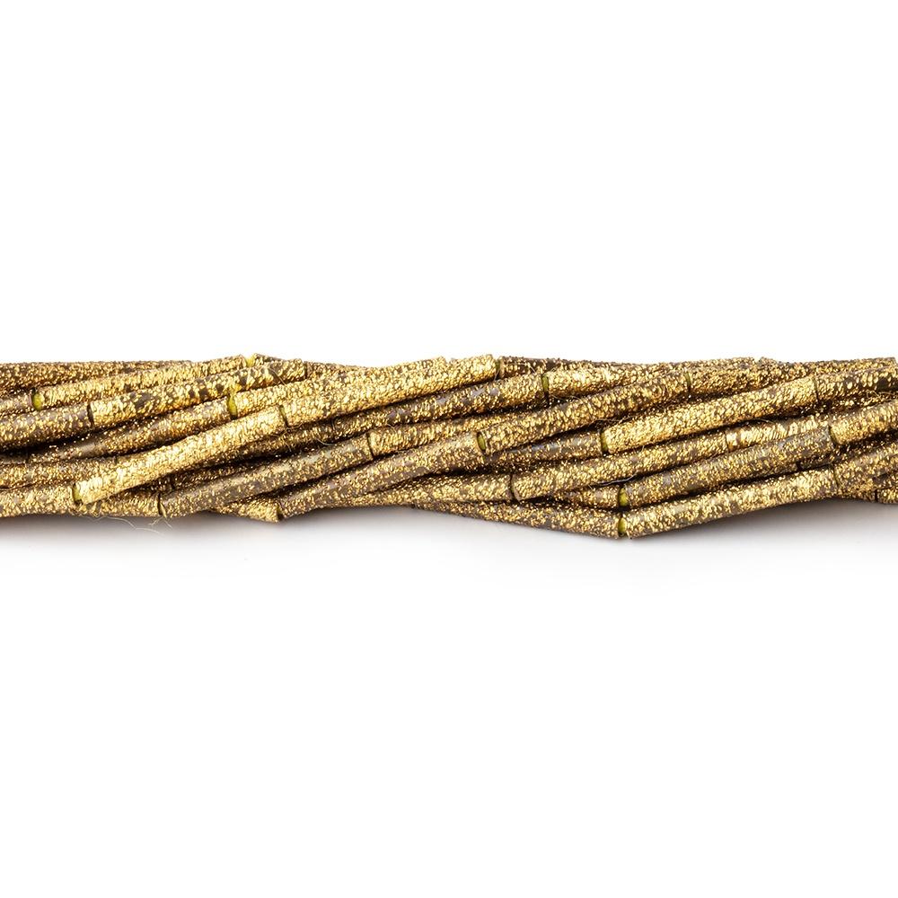 1.5x11mm Textured Brass Tube Bead 8 inch 17 beads - Beadsofcambay.com