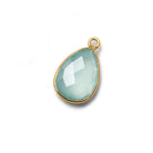15x11mm Vermeil Bezel Aqua Chalcedony Pear Focal Pendant 1 piece - Beadsofcambay.com