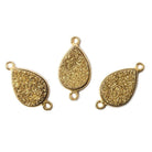 15x11mm Vermeil Bezel Metallic Gold Drusy Pear Connector 1 piece - Beadsofcambay.com