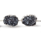 15x12-16x13mm Silver Leafed Black Drusy Strand 8 inch 10 pieces - Beadsofcambay.com