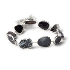 15x12-16x13mm Silver Leafed Black Drusy Strand 8 inch 10 pieces - Beadsofcambay.com