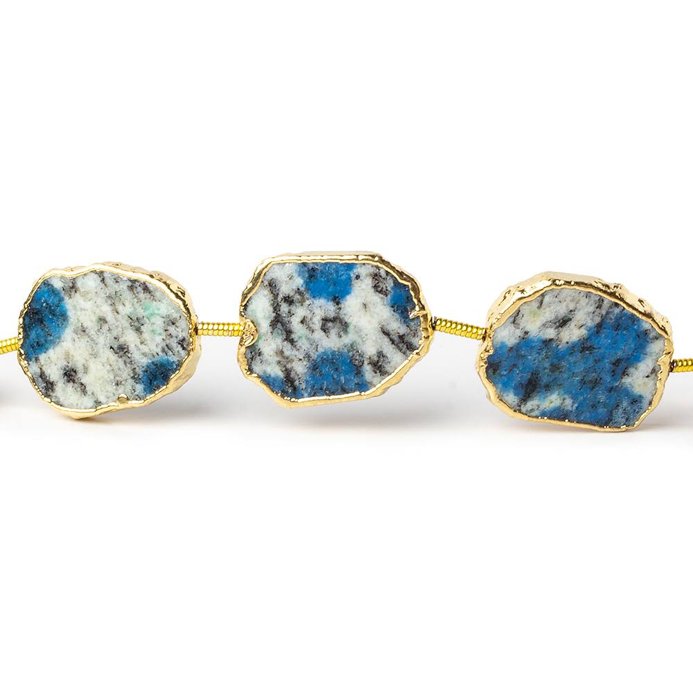 15x12-17x13mm Gold leafed K2 Azurite Granite "K2 Jasper" Slice Strand 8 inch 10 beads - Beadsofcambay.com