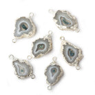 15x12-18x13mm Silver Leafed Solar Quartz Slice Focal Connector Set of 6 - Beadsofcambay.com