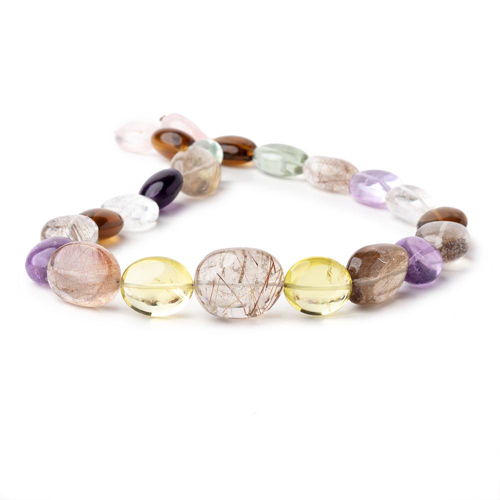 15x12-21x17mm Multi Gemstone Plain Oval Nuggets 15 inch 22 Beads - Beadsofcambay.com
