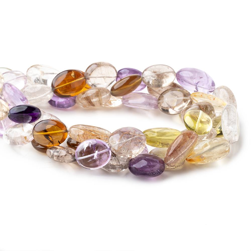 15x12-21x17mm Multi Gemstone Plain Oval Nuggets 15 inch 22 Beads - Beadsofcambay.com