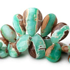 15x12-31x20mm Tanzanian Green Opal Plain Pears with Matrix 6.5 inch 30 Beads AAA - Beadsofcambay.com