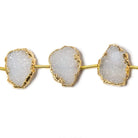 15x12mm-16x13mm Gold Leafed Creamy White Drusy Strand 7 inch 10 pieces - Beadsofcambay.com