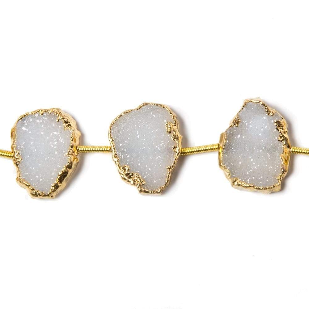 15x12mm-16x13mm Gold Leafed Creamy White Drusy Strand 7 inch 10 pieces - Beadsofcambay.com