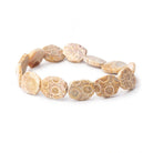 15x12mm Fossil Coral Straight Drilled Slice Beads 7.5 inch 12 pieces - Beadsofcambay.com