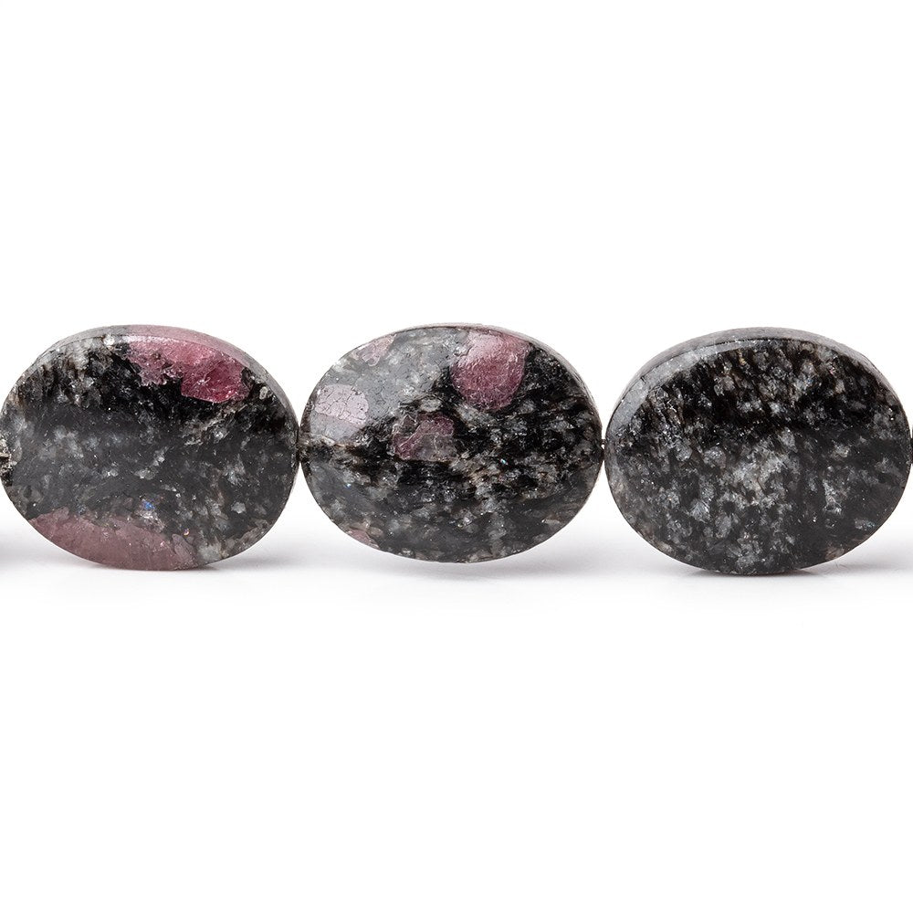 15x12mm Ruby Red Spinel in Biotite Plain Oval Beads 18 inch 31 pieces - Beadsofcambay.com