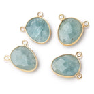 15x12mm Vermeil Bezel Aquamarine Faceted Nugget Connector 1 piece - Beadsofcambay.com