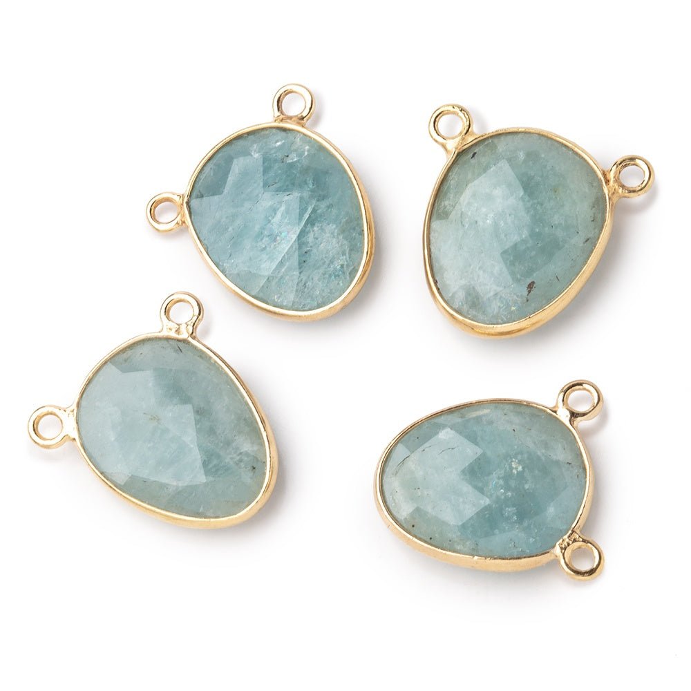 15x12mm Vermeil Bezel Aquamarine Faceted Nugget Connector 1 piece - Beadsofcambay.com