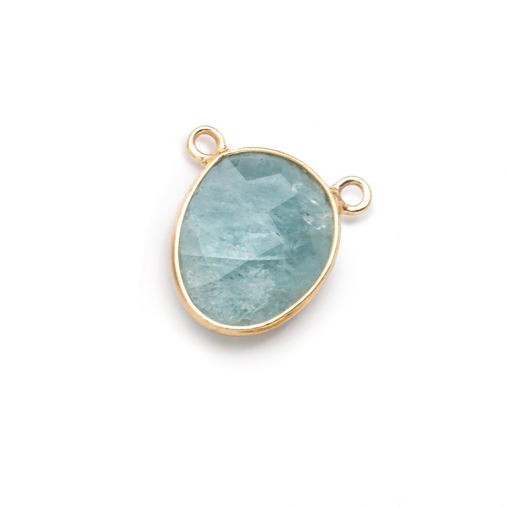 15x12mm Vermeil Bezel Aquamarine Faceted Nugget Connector 1 piece - Beadsofcambay.com