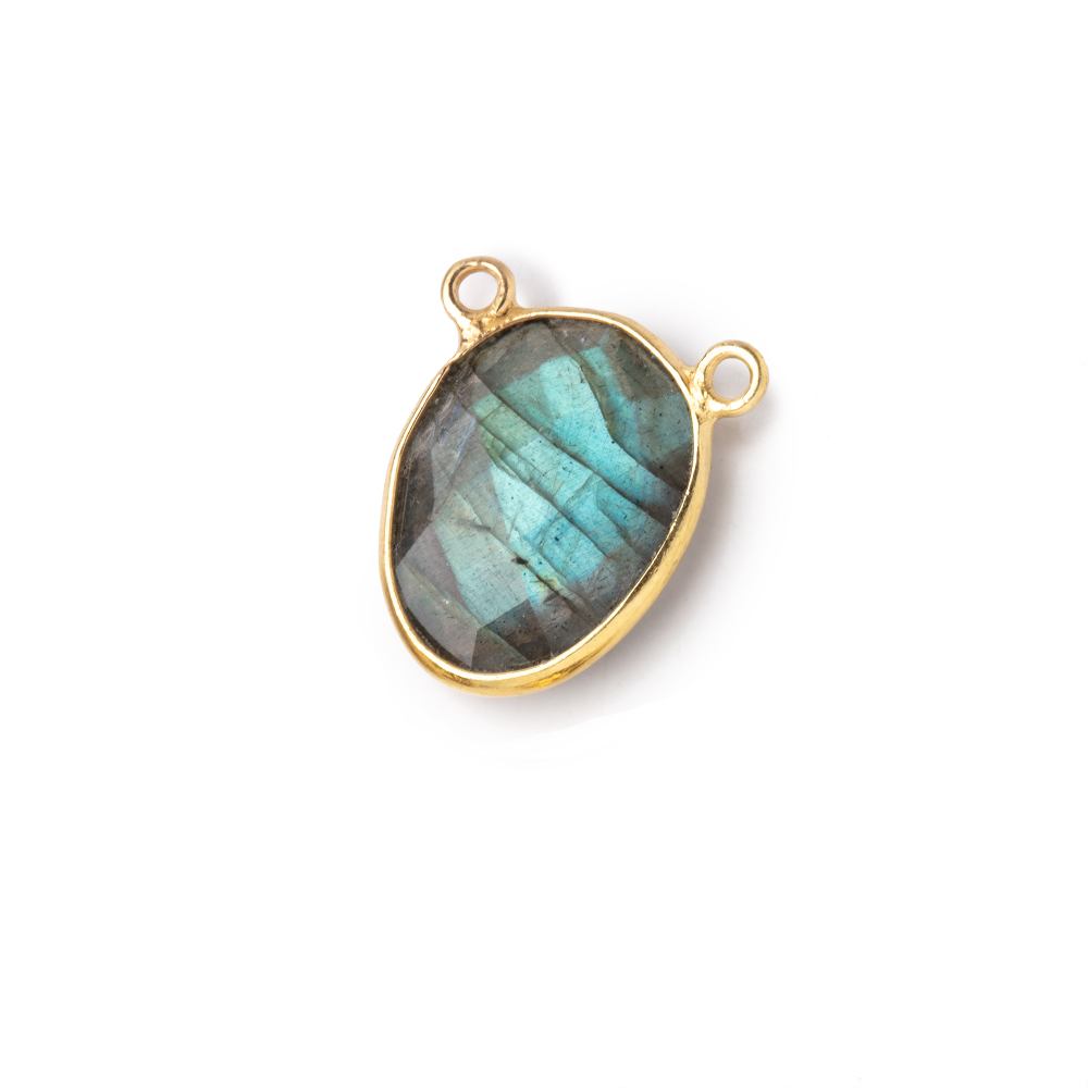 15x12mm Vermeil Bezel Labradorite Faceted Nugget Connector 1 piece - Beadsofcambay.com