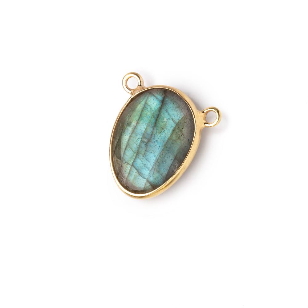 15x12mm Vermeil Bezel Labradorite Plain Nugget Connector 1 piece - Beadsofcambay.com