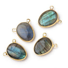 15x12mm Vermeil Bezel Labradorite Plain Nugget Connector 1 piece - Beadsofcambay.com