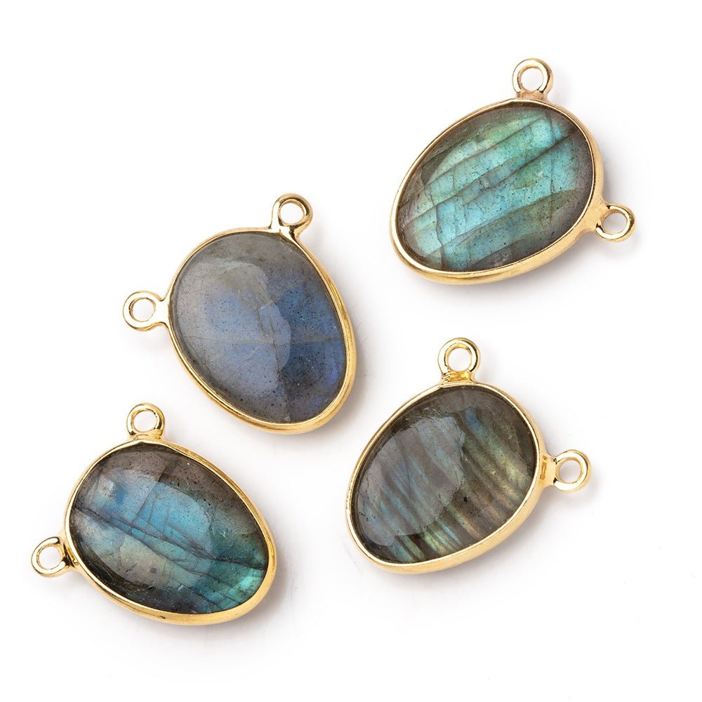 15x12mm Vermeil Bezel Labradorite Plain Nugget Connector 1 piece - Beadsofcambay.com