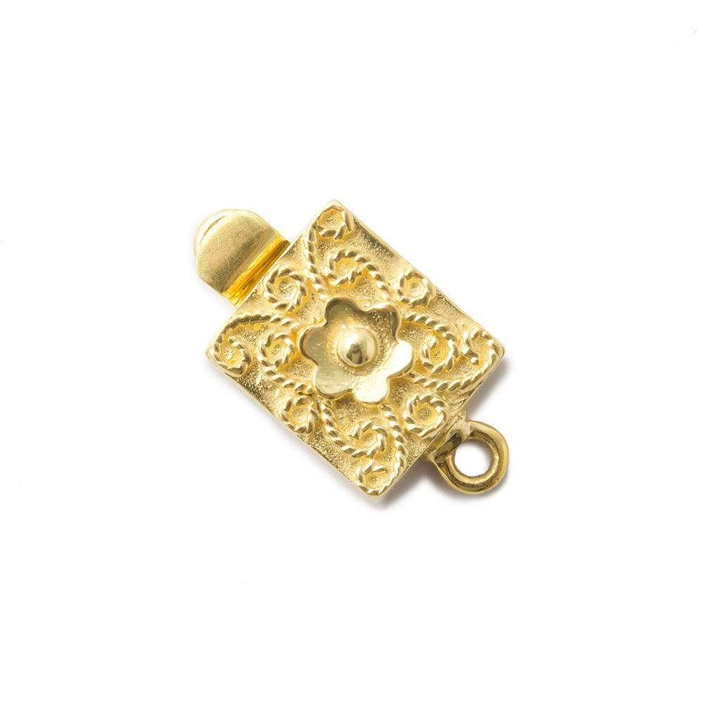 15x12mm Vermeil Box Clasp Flower Finding 1 piece - Beadsofcambay.com