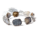 15x13-16x13mm Silver Leafed Grey Black Drusy Strand 4 inch 5 pieces - Beadsofcambay.com