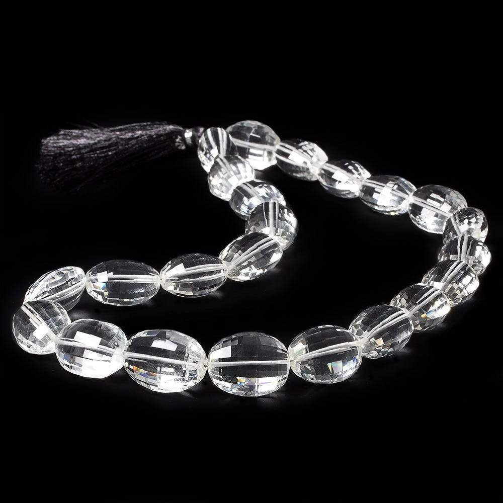 15x13-20x14mm Crystal Quartz checkerboard faceted ovals 16 inch 23 beads - Beadsofcambay.com