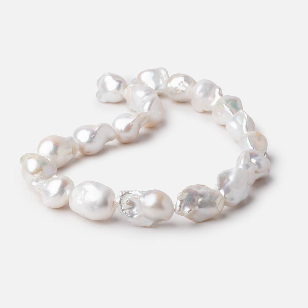 15x13-21x15mm White Ultra Baroque Freshwater Pearls 15.5 inch 20 Pieces AA - Beadsofcambay.com