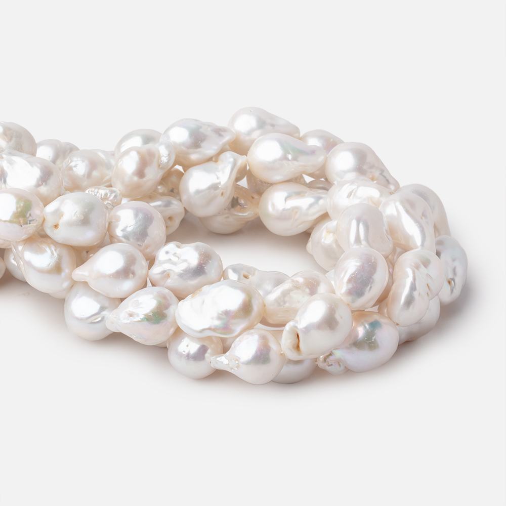15x13-21x15mm White Ultra Baroque Freshwater Pearls 15.5 inch 20 Pieces AA - Beadsofcambay.com
