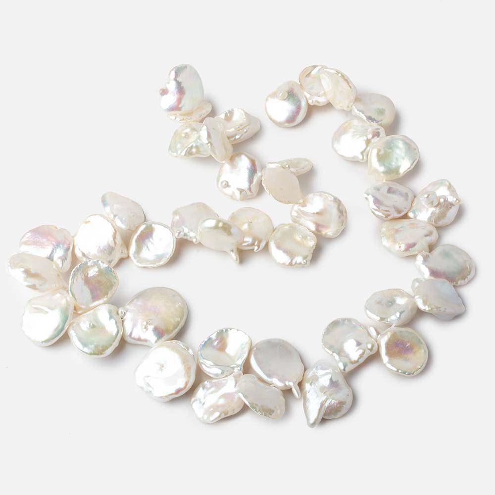 15x13-21x18mm Off White Top Drilled Keshi Freshwater Pearl 16 inch 37 pcs AAA - Beadsofcambay.com