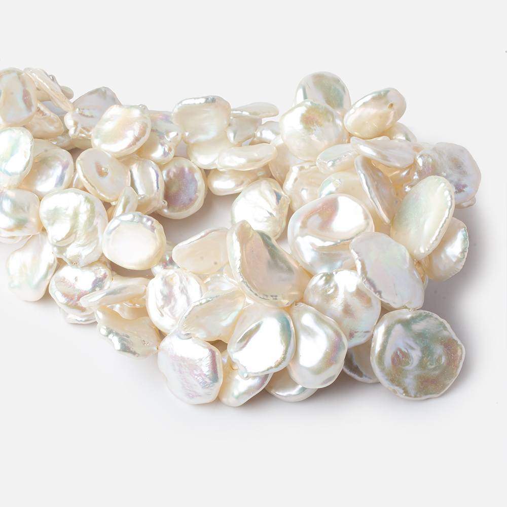 15x13-21x18mm Off White Top Drilled Keshi Freshwater Pearl 16 inch 37 pcs AAA - Beadsofcambay.com