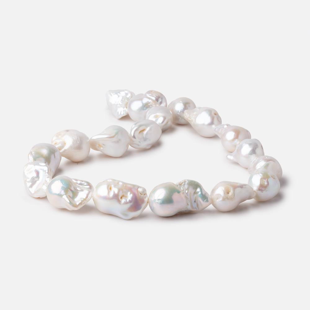 15x13-22x14mm White Ultra Baroque Freshwater Pearls 15.5 inch 19 Pieces AA - Beadsofcambay.com