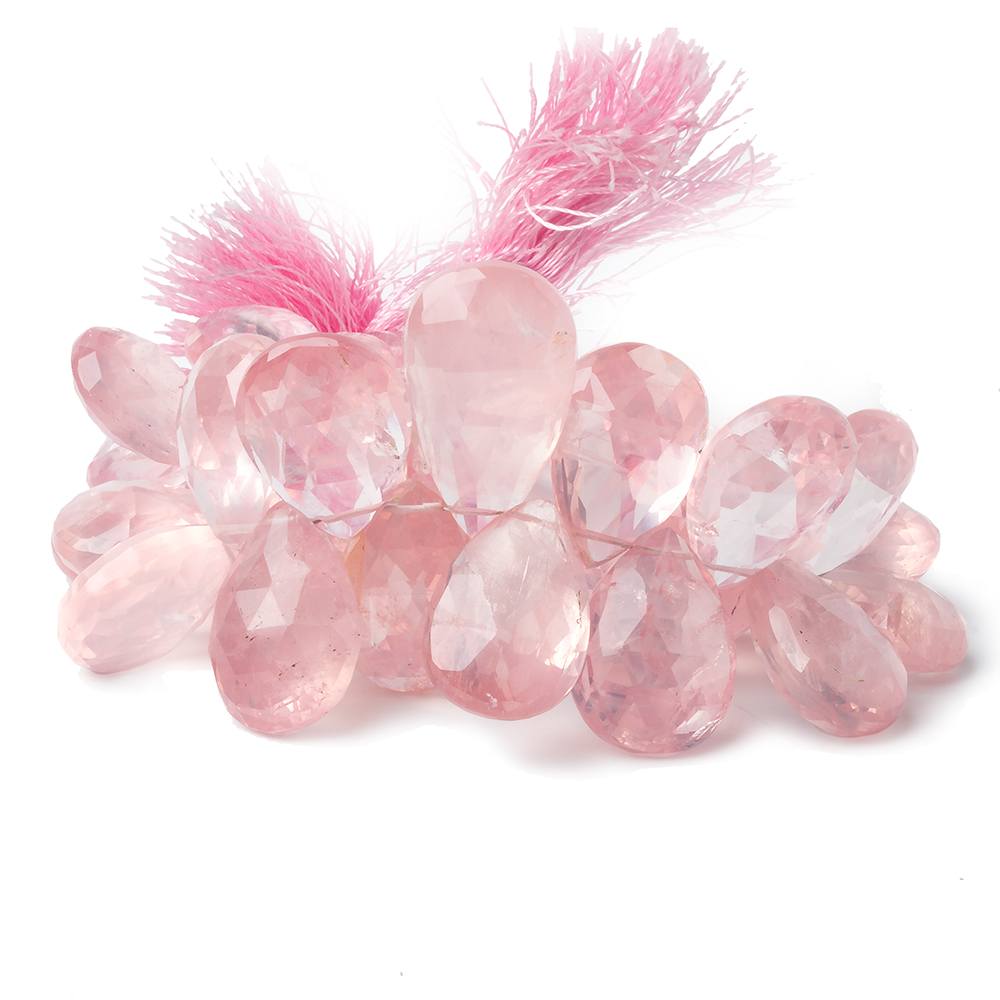15x13-27x17mm Rose Quartz Faceted Pear Beads 8 inch 33 pieces - Beadsofcambay.com