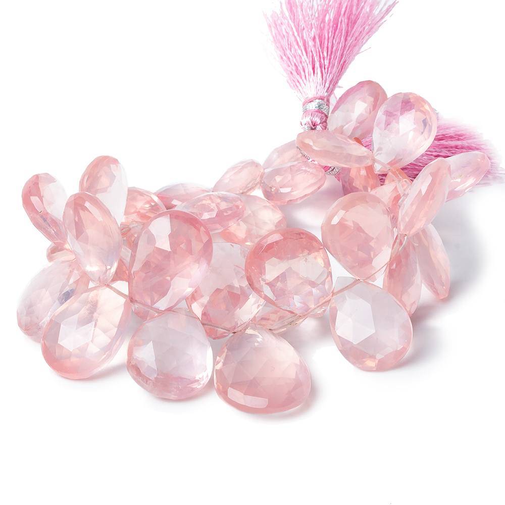 15x13-27x17mm Rose Quartz Faceted Pear Beads 8 inch 33 pieces - Beadsofcambay.com