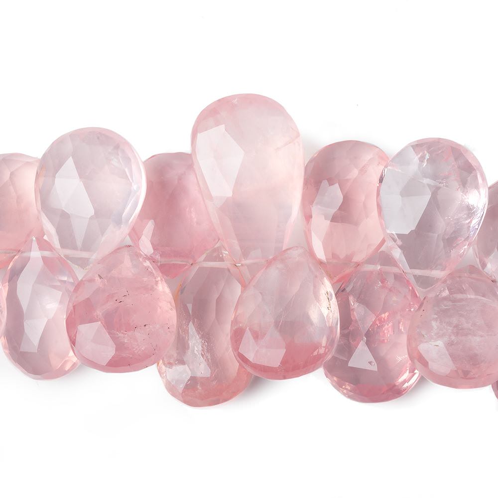 15x13-27x17mm Rose Quartz Faceted Pear Beads 8 inch 33 pieces - Beadsofcambay.com