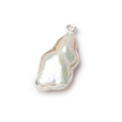 15x14-20x16mm .925 Silver Bezel Rosé White Keshi Freshwater Pearl Pendant 1 piece - Beadsofcambay.com