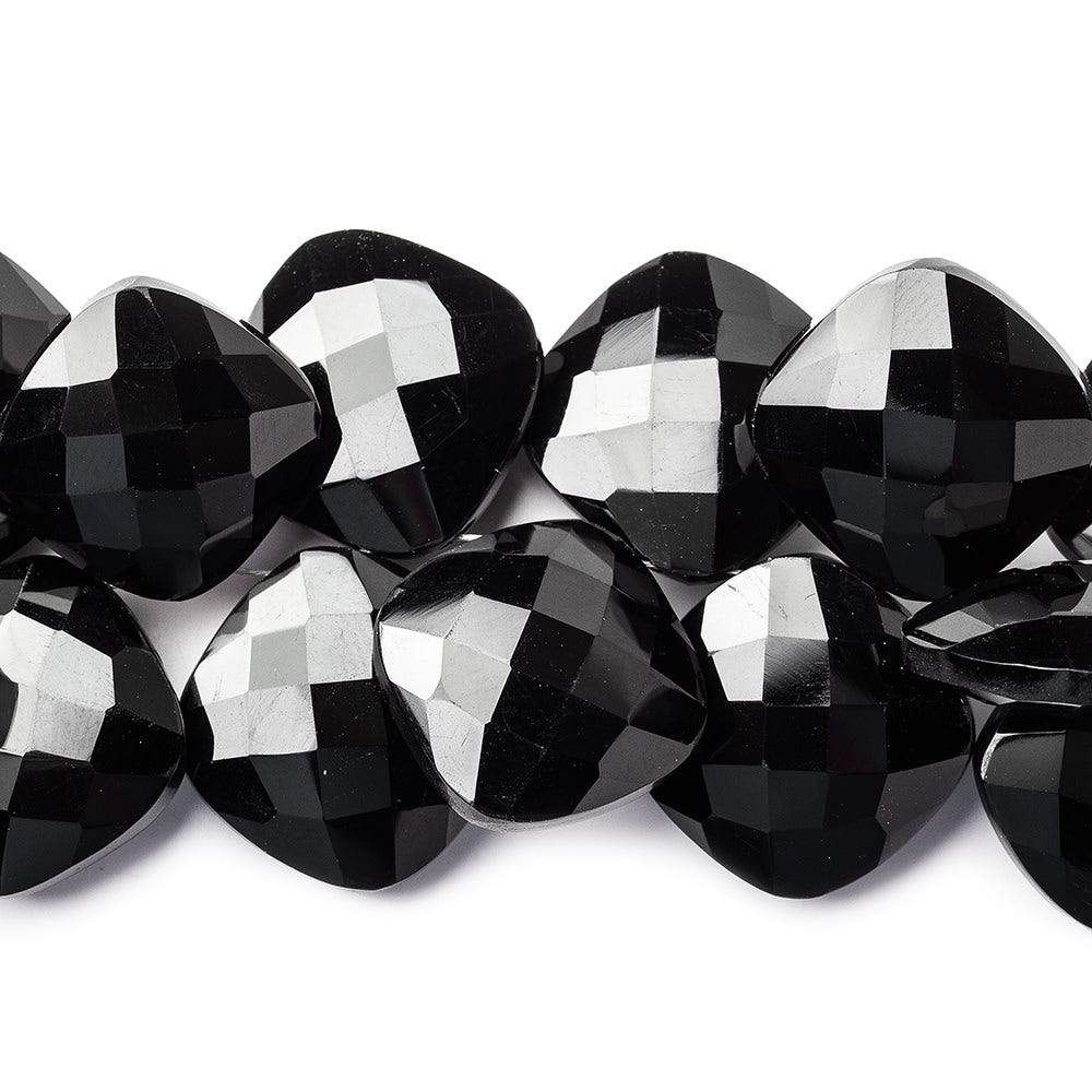 15x15-15.5x15.5mm Black Onyx corner drilled faceted pillow beads 8 inch 34 pieces AAA - Beadsofcambay.com