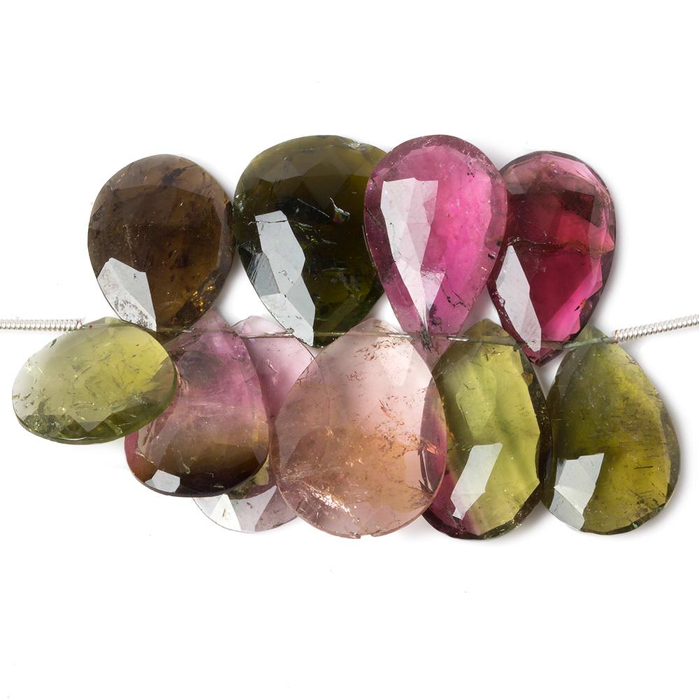 15x15-20x17mm Multi Color Tourmaline faceted pear beads 2 inch 10 pieces - Beadsofcambay.com