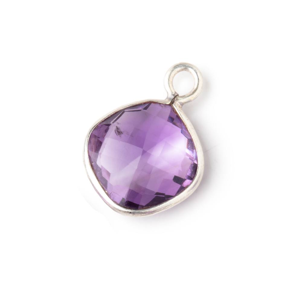 15x15mm .925 Silver Bezel Amethyst Faceted Pillow Pendant 1 piece - Beadsofcambay.com