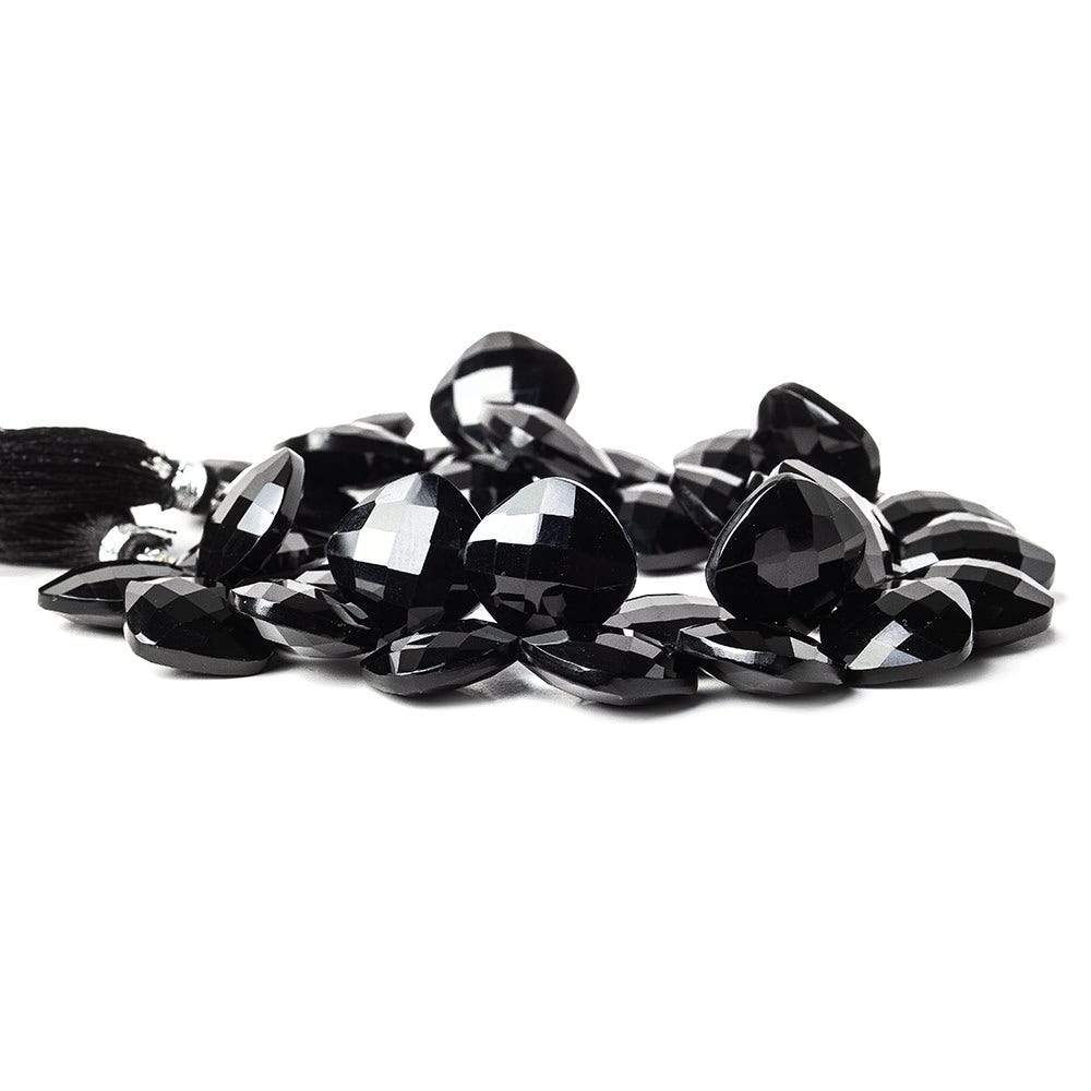 15x15mm Black Onyx corner drilled faceted pillow beads 8 inch 34 pieces AAA - Beadsofcambay.com