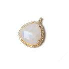 15x15mm Gold Bezeled CZ & Rainbow Moonstone Heart Pendant 1 piece - Beadsofcambay.com