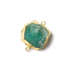 15x15mm Gold leafed Teal Agate Hammer Faceted Square Connector 1 piece - Beadsofcambay.com
