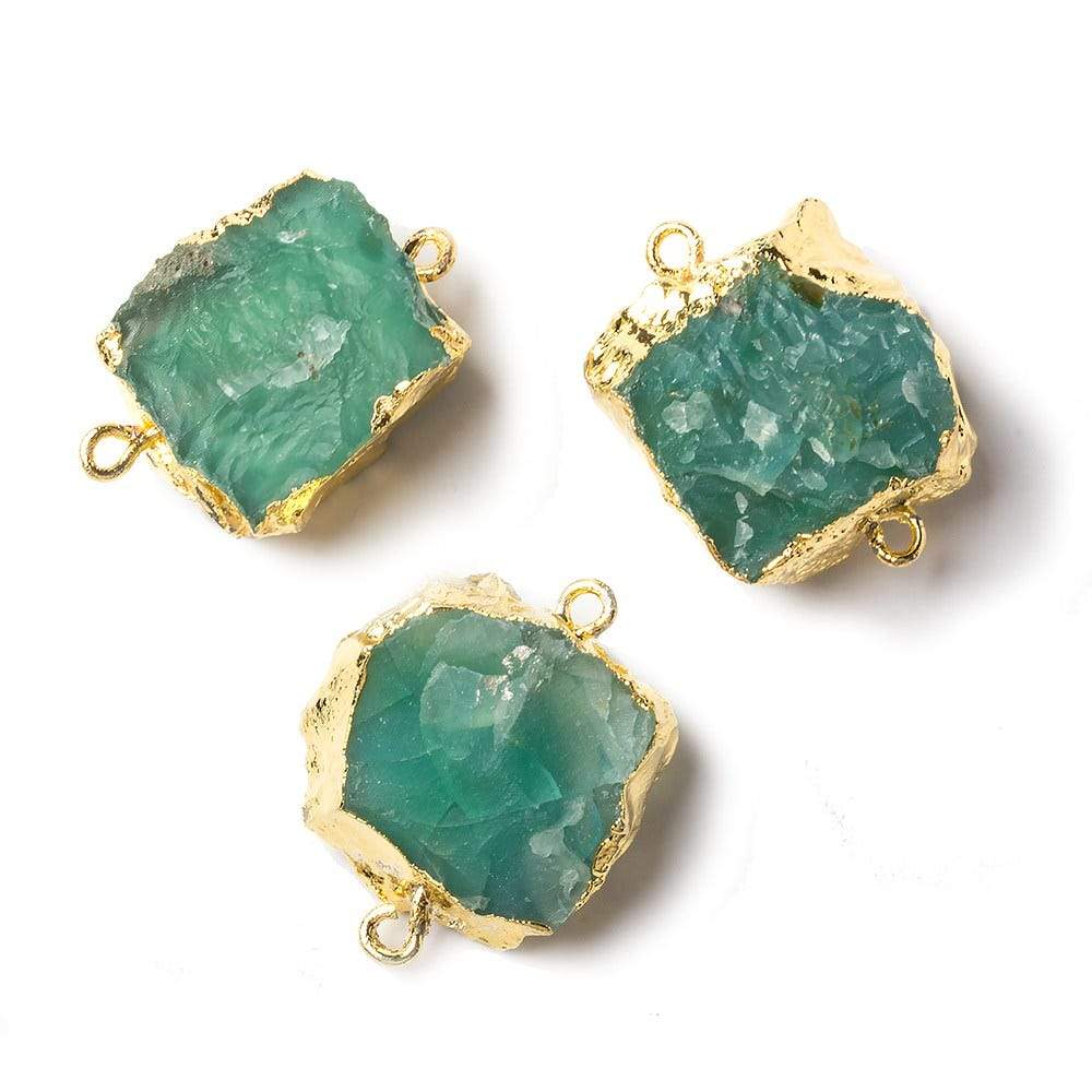 15x15mm Gold leafed Teal Agate Hammer Faceted Square Connector 1 piece - Beadsofcambay.com