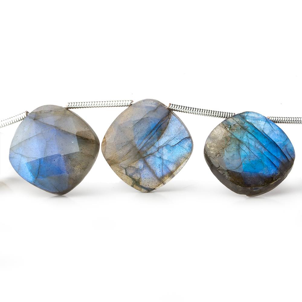 15x15mm Labradorite Faceted Cushion Beads 8 inch 10 pieces - Beadsofcambay.com