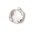 15x15mm Silver Bezeled Crystal Quartz faceted square Pendant 1 piece - Beadsofcambay.com