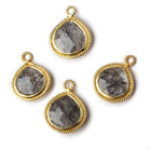 15x15mm Vermeil Rope Bezel Tourmalinated Quartz heart Pendant 1 piece - Beadsofcambay.com