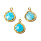 15x15mm Vermeil Rope Bezel Turquoise Howlite heart Pendant 1 piece - Beadsofcambay.com