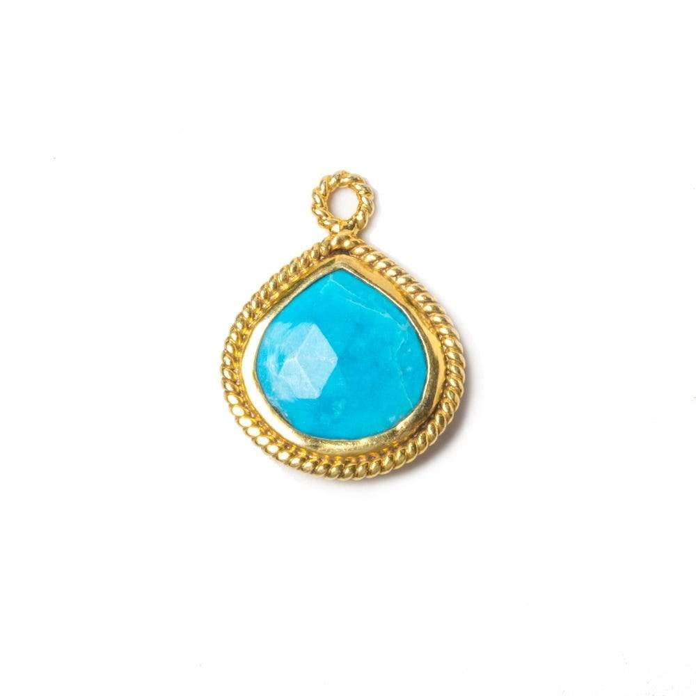 15x15mm Vermeil Rope Bezel Turquoise Howlite heart Pendant 1 piece - Beadsofcambay.com
